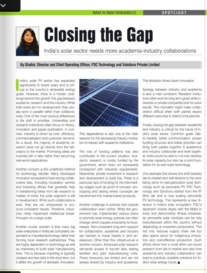 P3C Leadership Featured in Renewable Watch Magazine